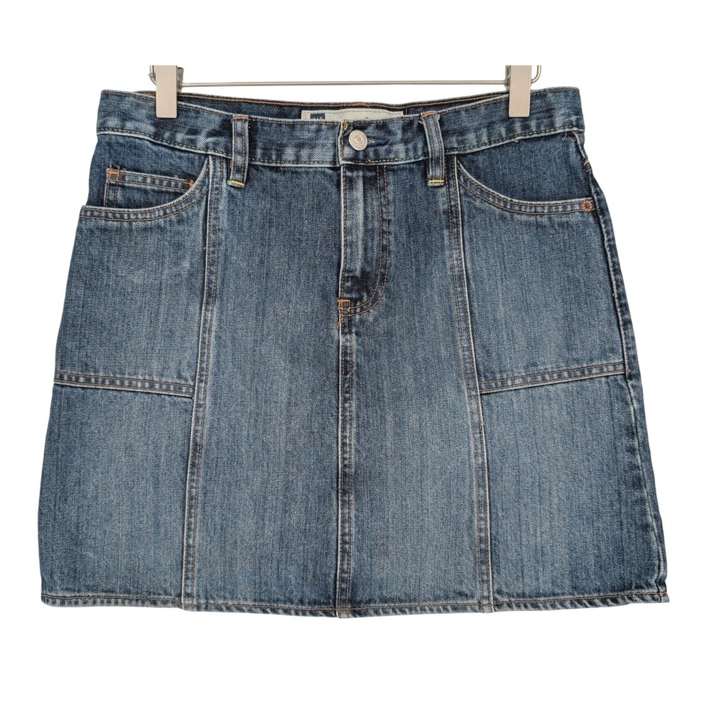 VTG Y2K Gap Denim Mini Skirt Womens 8 Blue Cotton Boho Retro Indie 2000s Classic